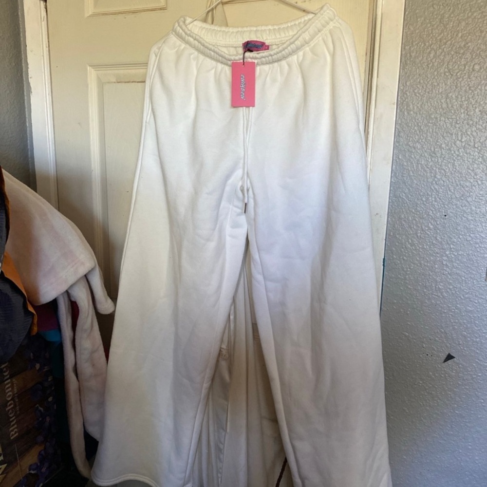 Edikted Cream Track Pants